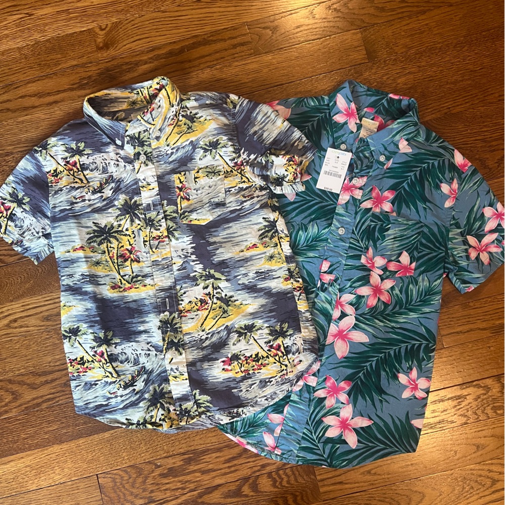 Tropical Floral Button-Up Shirts